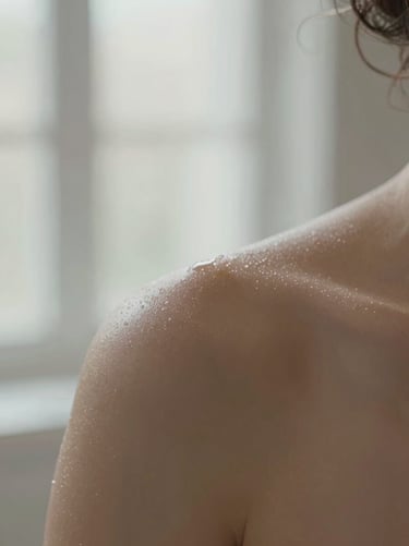 Macro photography of clean, hydrated skin texture under diffused natural window light, soft focus, 35mm