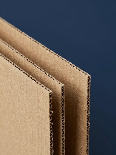Close-up of corrugated cardboard partitions and custom protective inserts, crisp material focus, studio lighting