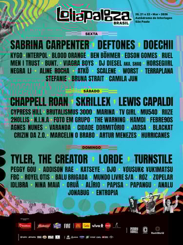 Lollapalooza Brasil 2026: Confira os horários e a divisão de palcos por dia