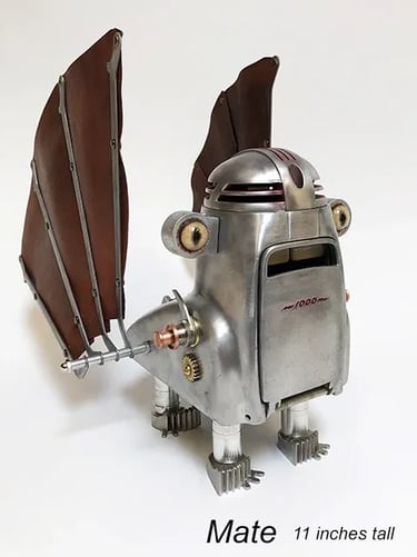 Four-legged creature named Mate made from found objects by Santa Barbara artist Tal Avitzur.