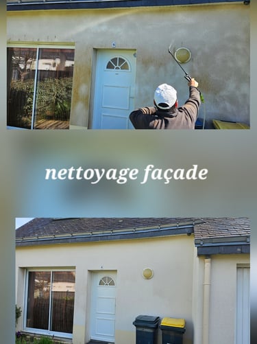 Nettoyage d'une façade avant après. Dans le Morbihan.