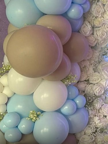 Elephant themed baby shower balloon backdrop in Liverpool