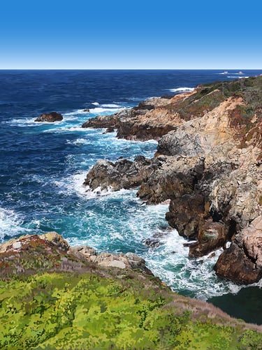 BIG SUR – Scenic California Coast Big Sur Art (vector hyperrealism)