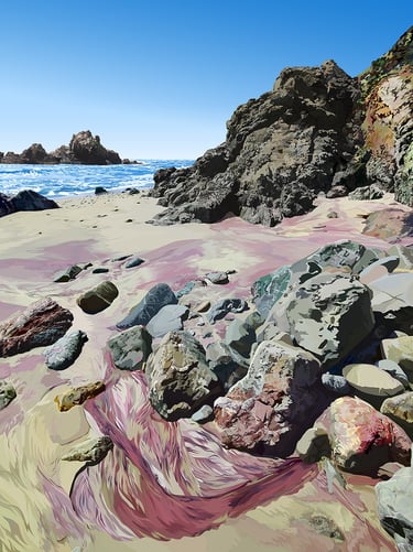 PURPLE SANDS OF TIME – Pfeiffer Beach Art (vector hyperrealism)