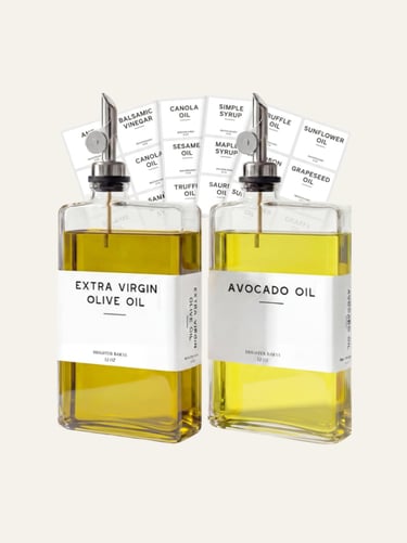 Brighter Bards Glass Olive Oil Dispenser Bottle Set Clear Silver