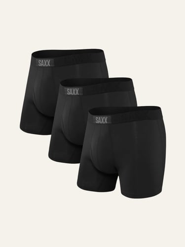 picture of 3 pairs of black saxx boxer brief shorts