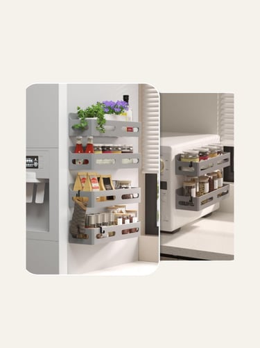 Sevenblue 4 Pack Magnetic Rack for Refrigerator - Grey