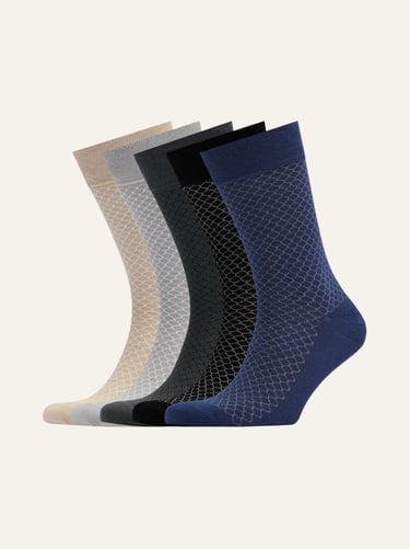 VRD Mens Dress Socks Bamboo Rayon 5-Pack Assorted Honeycomb 