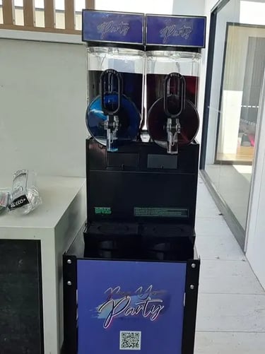 Cocktail slushie machine setup on the patio for Andrew's daughters 21st in Belmont.