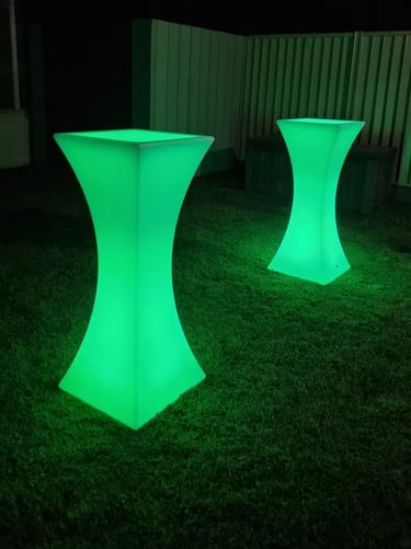 Glow Cocktail Table Setup in Redlandbay, Redlands - party hire by SweetAz Co.