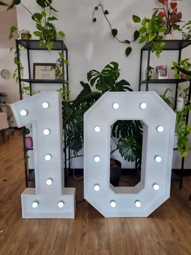 Lightup Number spotted at a 10Th Anniversary in Redlandbay, Redlands - party hire by SweetAz Co.