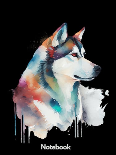 Husky watercolor on a black background