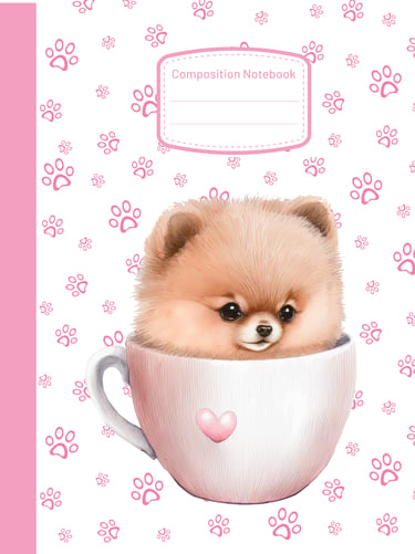 Pomeranian in a pink cup