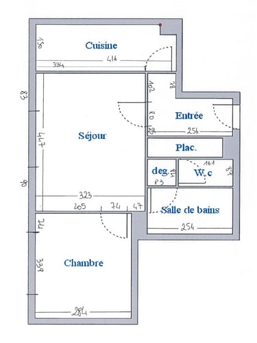 Plan 2D de l'existant d'un projet d'architecture d'intérieur