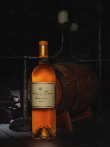 photographie d une bouteille de vin blanc Château d'Yquem Sauternes 2010