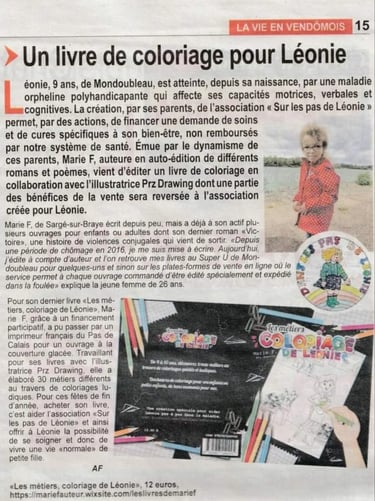 Article de presse - Un livre de coloriage pour Léonie
