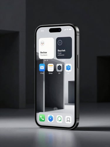 Sleek digital interface displayed on a high-end mobile device, sharp studio strobes, deep shadows, minimalist architectural background.