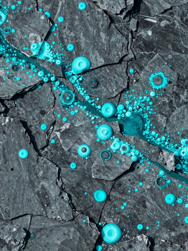 Abstract data density map showing high-contrast structural patterns in cool slate gray and signal-cyan tones, early-morning lighting.
