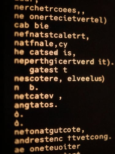 Extreme close-up of a monochrome terminal screen displaying raw markdown text, amber text on a dark background, high-contrast, deep shadows, gritty 35mm film texture.