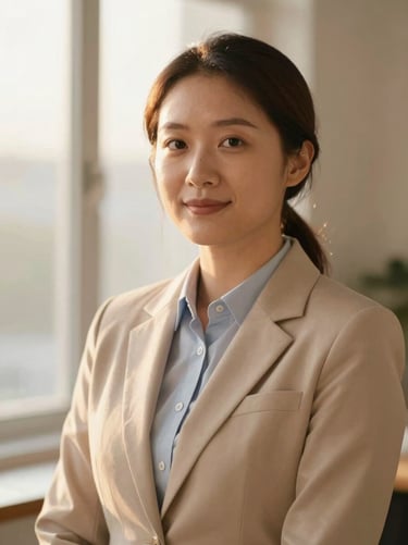 Dignified portrait of a crisis coordinator, soft window light, warm tones, professional and focused expression