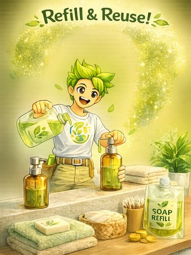 Refill and reuse, less waste, sustainability in practice