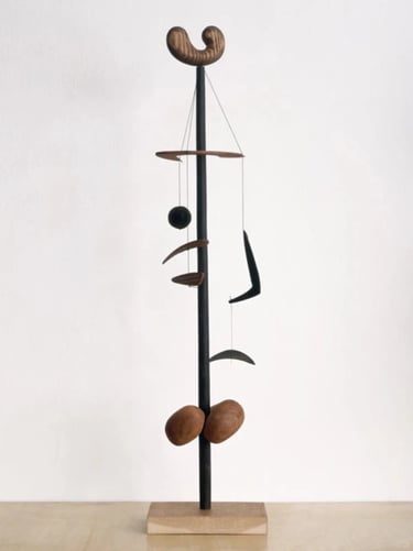 Standing abstract sculpture with balanced organic shapes, reflecting Isamu Noguchi’s sculptural desi