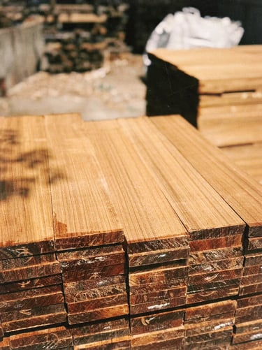 Teak wood and natural timber textures used for outdoor furniture, garden design and warm natural liv