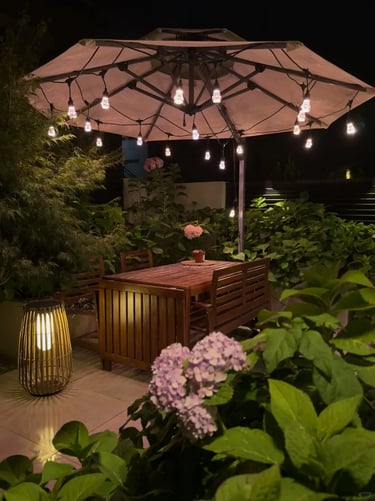 Warm decorative lamp for outdoor living spaces, suitable for balconies, patios, and cozy garden corn