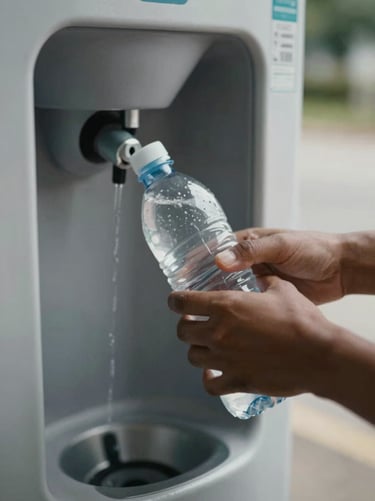Close-up action shot of hands exchanging a water bottle at a hydration station. Motion blur suggests high speed, while the focus remains sharp on the contact point. Contrast of #0D0D0D shadows.