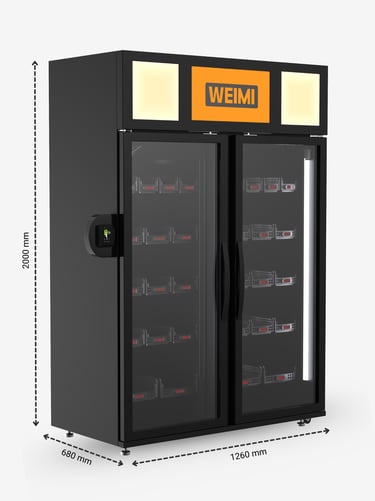 Divdurvju lielas ietilpības viedais tirdzniecības automāts līdz 40 produktiem