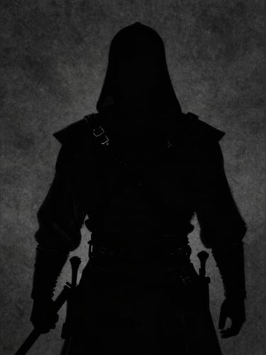 Desaturated ink brush drawing of a warrior silhouette, high-contrast low-key lighting, 35mm cinematic crop