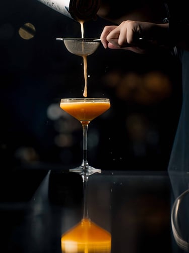 Cinematic cocktail pour video frame for a luxury GTA bar and restaurant portfolio.