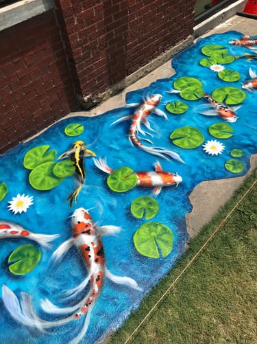 Koi Fish Sidewalk mural by Ryan Stalsby