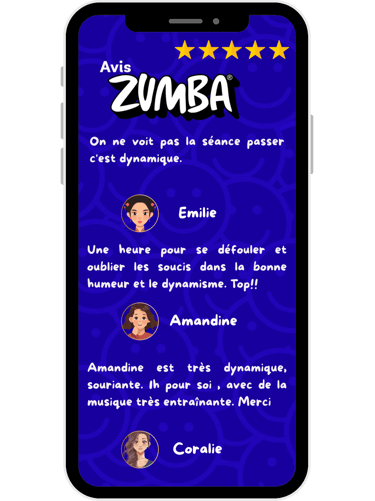 Avis clients – Témoignages sur mes cours de Zumba® et CIRCL Mobility™