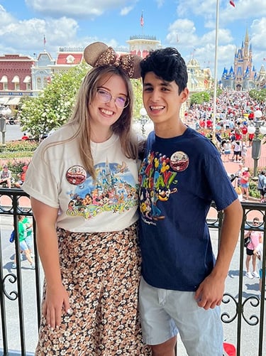 Ameliah Knopp pictured with her fiancé at Disney's Magic Kingdom® Park.