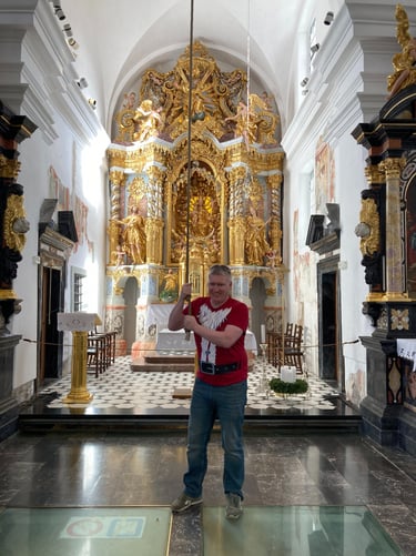 Man ringing the Wishing Bell on Bed Island