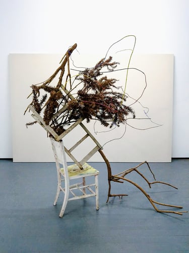 Hedy Leung's 'SWOOSH! POKE! POW! OOF!' Ikebana performance at Open Hand Open Space, Reading