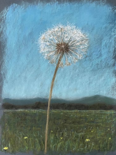 Tableau au pastel - Le pissenlit
