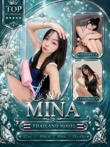Elegant Thailand model Mina posing in a blue swimsuit and black lingerie for a professional photoshoot.