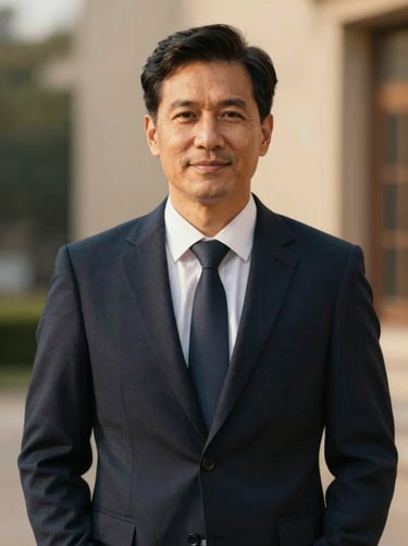 Formal portrait of a community representative, warm natural lighting, elegant heritage aesthetic, 35mm.