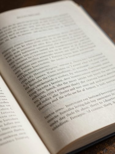 Close-up of open academic paper with footnotes, thick textured paper, soft natural side lighting.