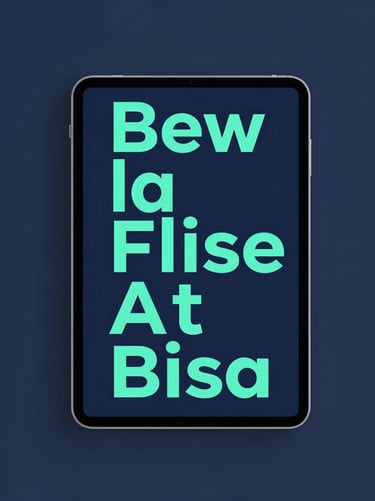 3D digital mockup of a vertical e-book cover on a tablet, minimalist navy background, clean teal typography, bright studio lighting