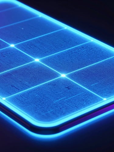 Macro close-up of a high-performance digital user interface texture, glowing neon blue screen glow, dark-room ambient lighting, octane render