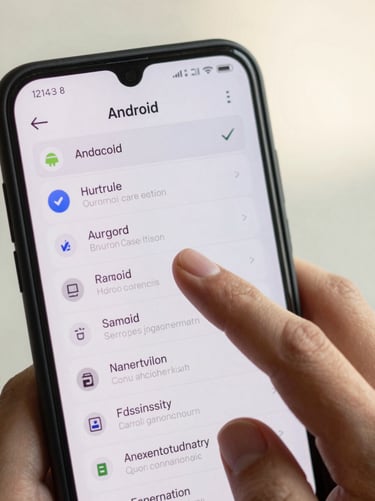 Close-up of a clean Android task list interface mid-interaction, a finger completing a checkmark tap, bright north-facing daylight, warm off-white background