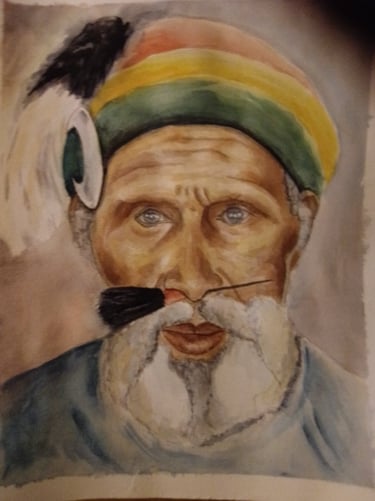 Une rencontre en Papouasie, aquarelle sur papier 100% coton, Sébastien Schoch