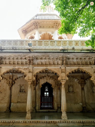 Traditional marble passageway at Badi Mahal, Udaipur City Palace.
