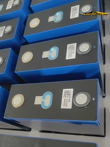 a box of prismatic LiFePO4 battery cells