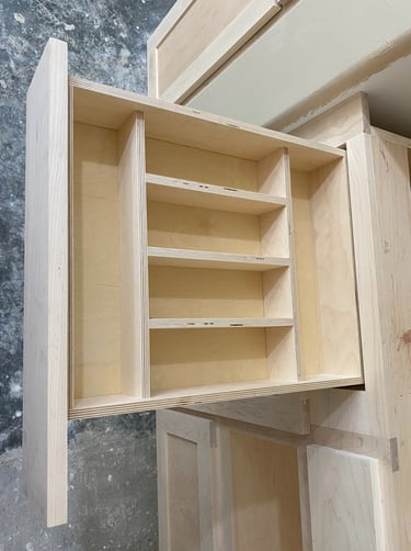 Upper cabinet spice rack