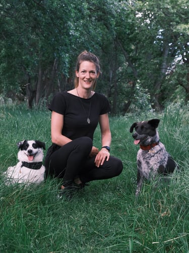 Cape Town dog trainer Isabell with her two dogs
