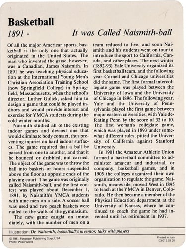 Panarizon Story of America Basketball History Card 1979